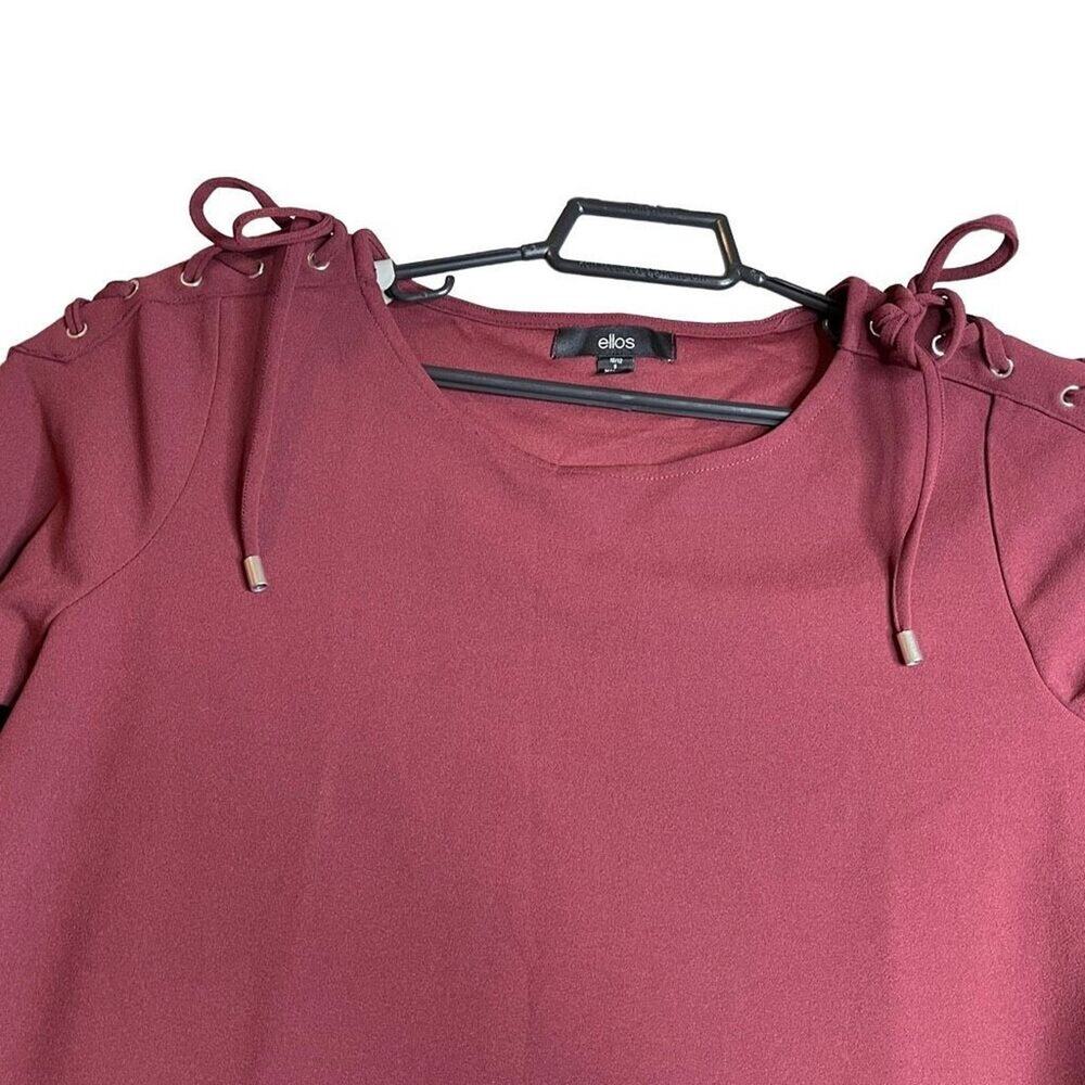 Ellos Women's 3/4 Sleeves Burgundy Top‎ Blouse Size Small 10/12 - Picture 9 of 11